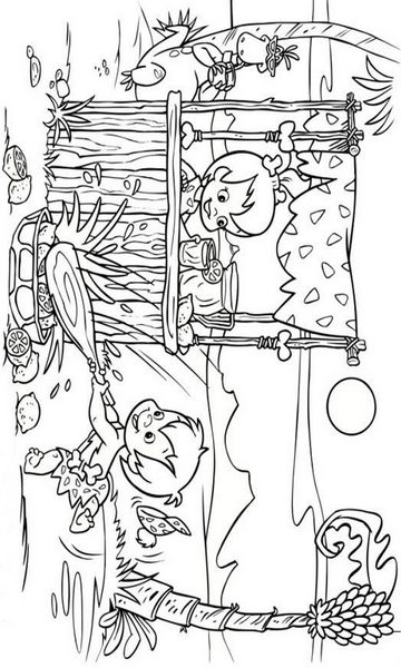kolorowanka Flinstonowie malowanka do wydruku z bajki dla dzieci, do pokolorowania kredkami i wydrukowania, obrazek nr 16